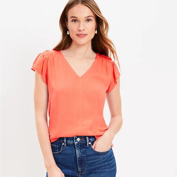 NWT: LOFT Flutter Sleeve Top - Picture 1 of 9